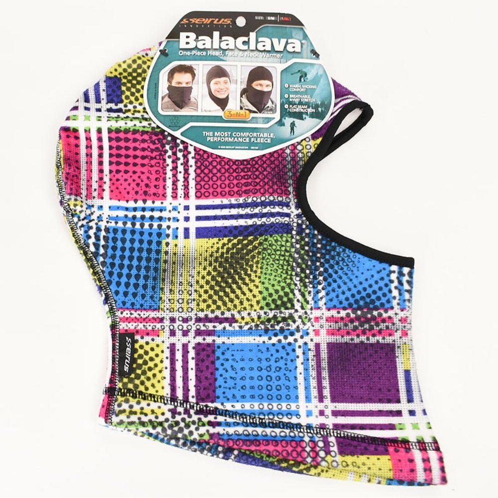 SEIRUS Colorful Multicolor Performance Fleece 3-n-1 Balaclava L/XL NWT